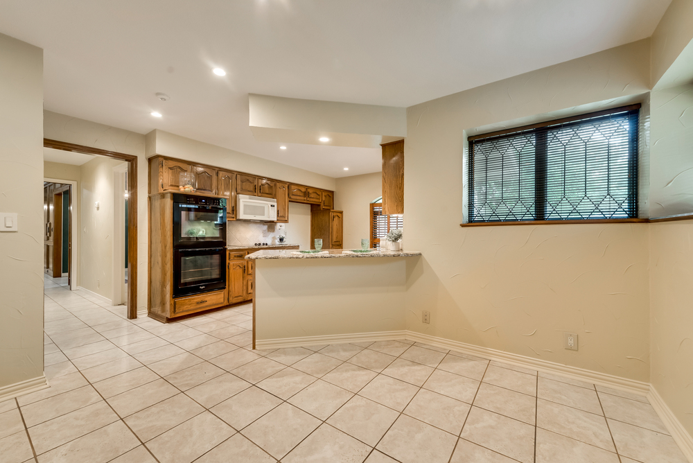    Charming Breakfast Area has Lead Glass Windows 