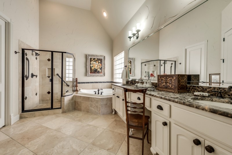   Spa Like Master Bath has Furniture Style Vanity 
