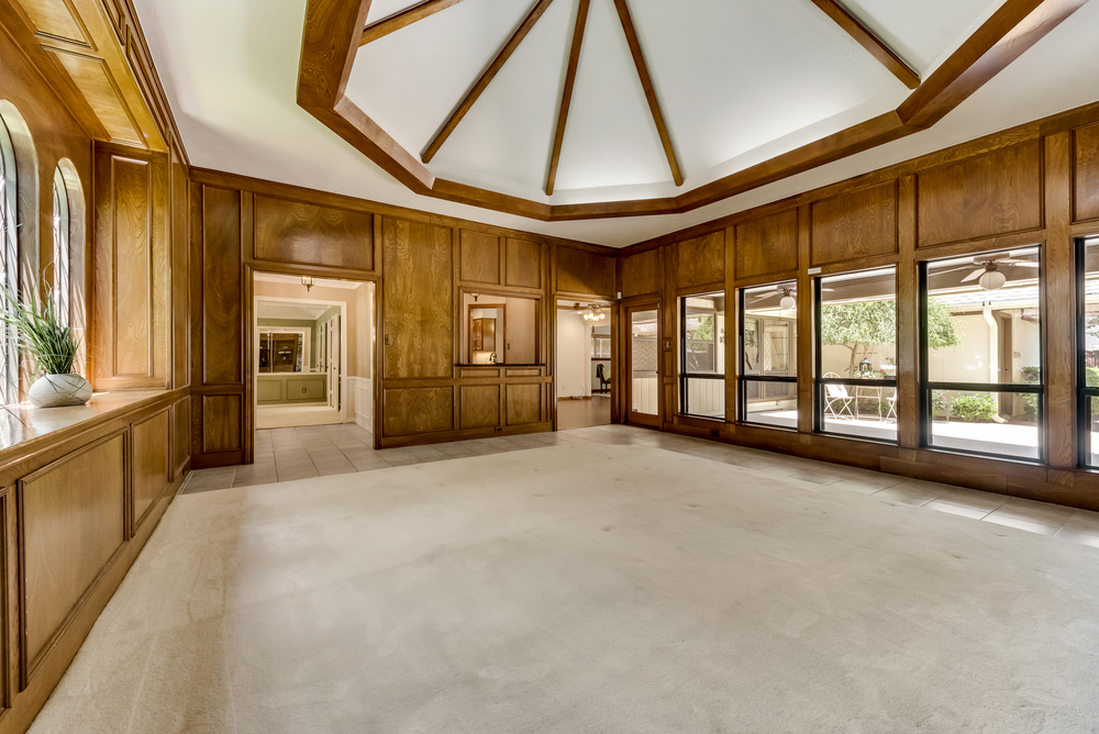    Formal Living or Family Room with Walls of Windows and Wet Bar 