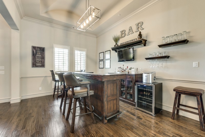    Formal Dining features Stunning Ceiling and Sleek Light Fixture 