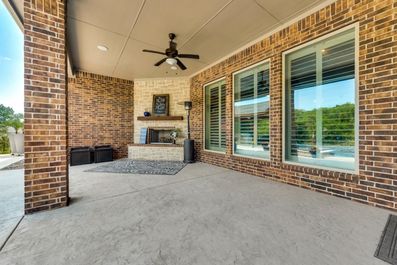    Covered Patio with Wood Burning Outdoor Fireplace 