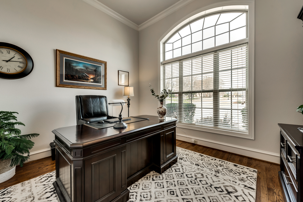    Study has Arched Doorways and    foot Ceilings 