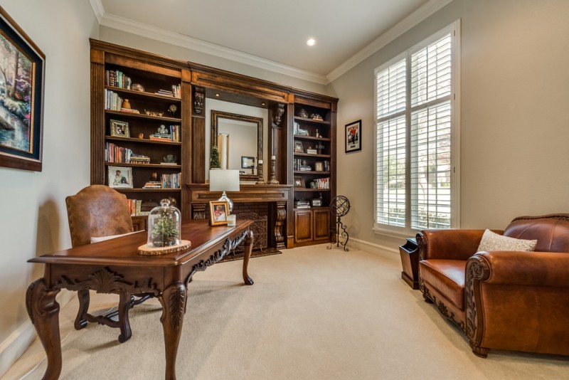    Beautifully Appointed Study with Rich Built Ins 