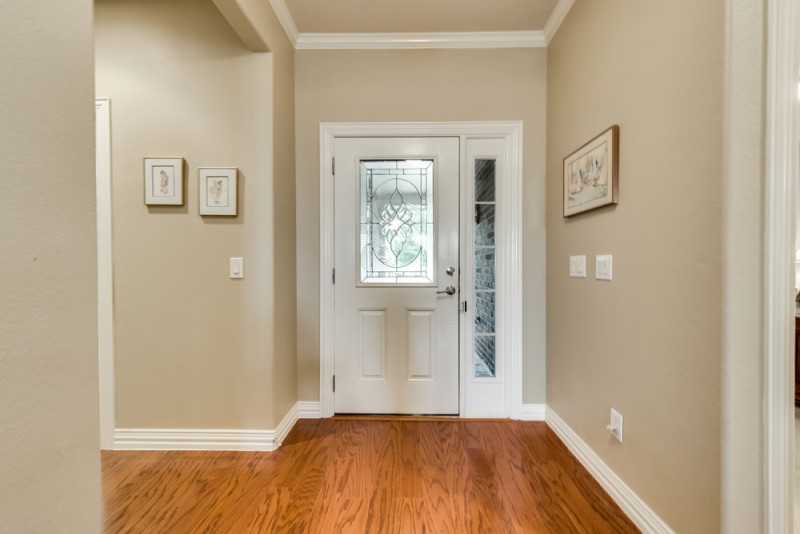    Entry with Lead Glass Inlaid Front Door 