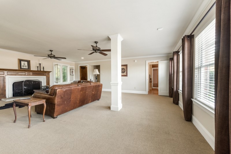    Flex or Game Room with Large Masonry Wood Burning Fireplace 