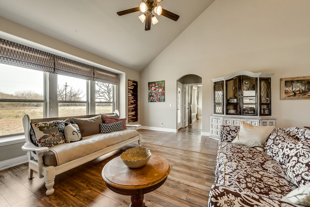    Wall of Windows with Window Seat in Family Room 