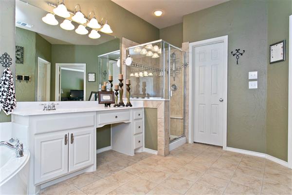     Separate Vanities and Shower 