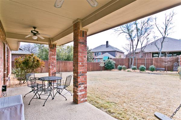     Covered Patio with Ceiling Fans 